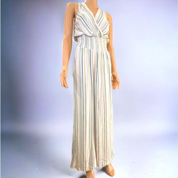 Blue Island Striped Wide Leg Jumpsuit XS Resortwear Cruise Chic Vacation Ready - Picture 7 of 14